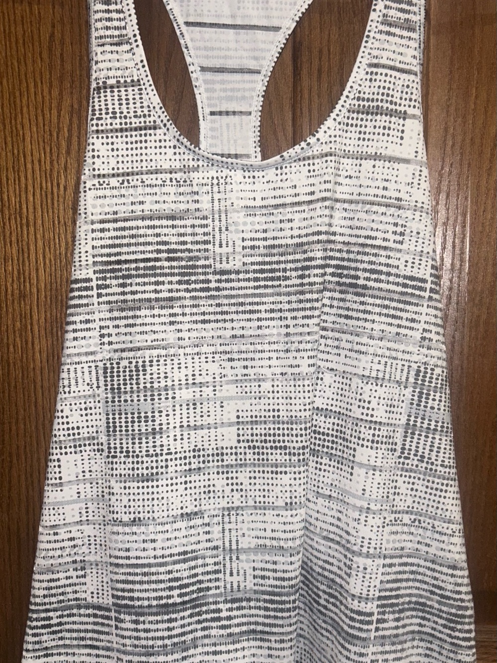 ZYIA White and Gray Dotted-Stripe Racerback Tank